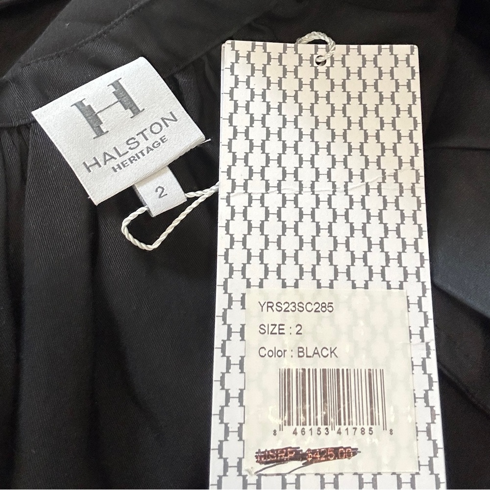 NWT Halston Criss Cross Tie Back Mini Black Dress - Picture 4 of 4